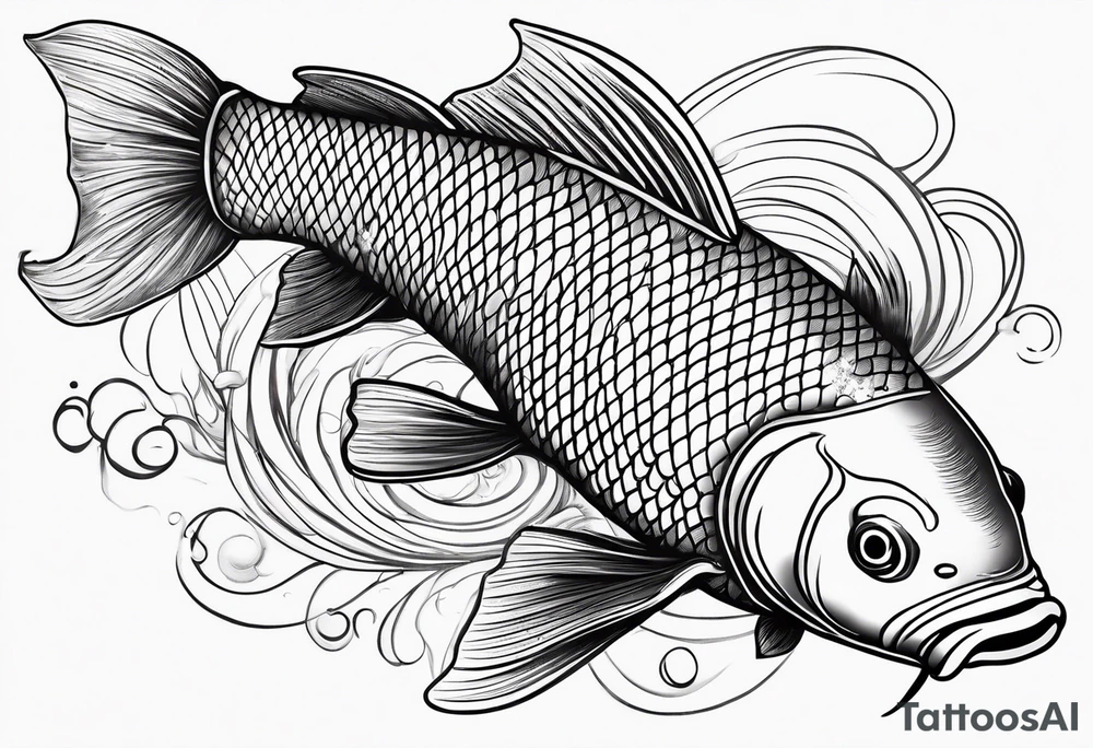 koi carp artistic line art tattoo idea