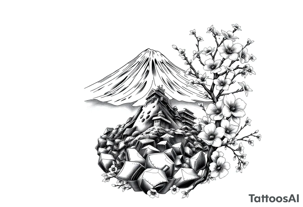 Marine corps, Mount Fuji, cherry blossoms, IWO Jima memorial, tattoo idea