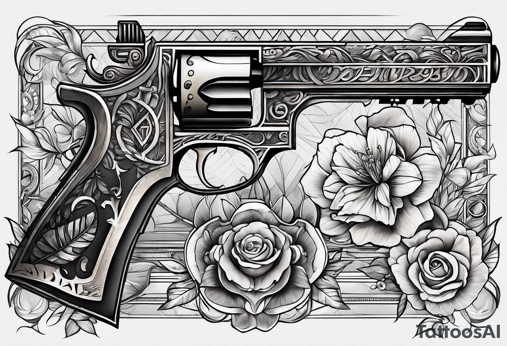 The letters AR with a pistol on each side tattoo idea