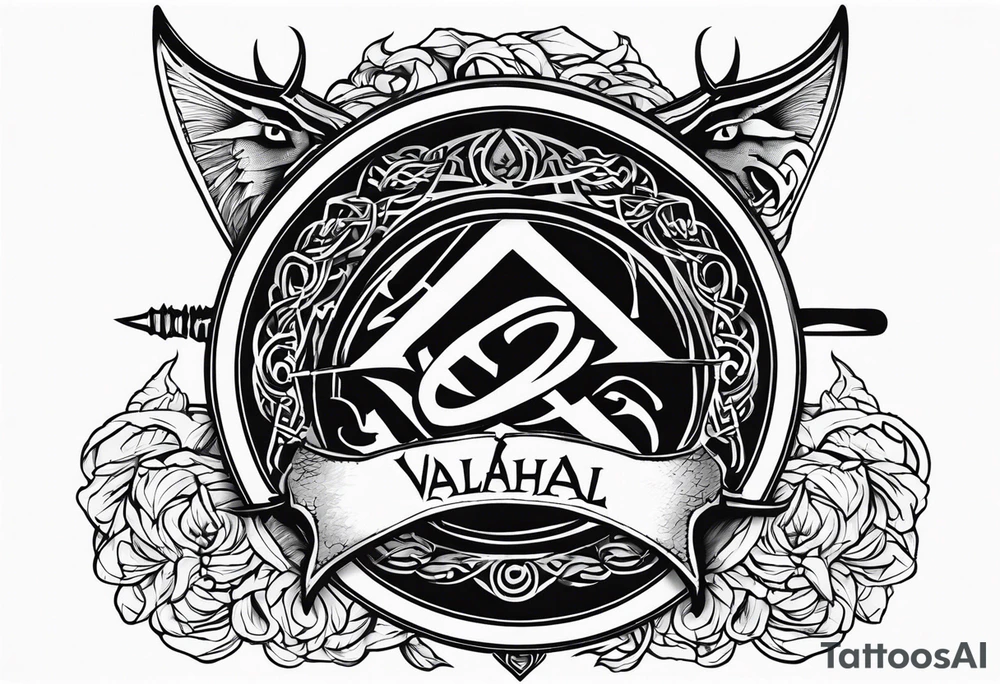 Viking sword Valhalla dragon shield tattoo idea