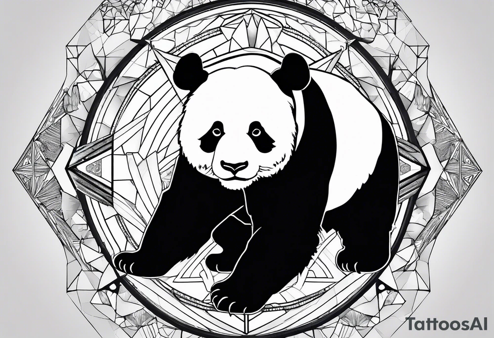 Moth, panda, geometry, clouds tattoo idea