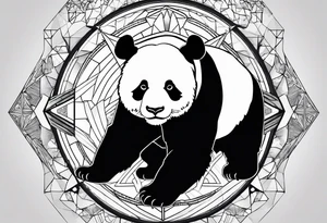 Moth, panda, geometry, clouds tattoo idea