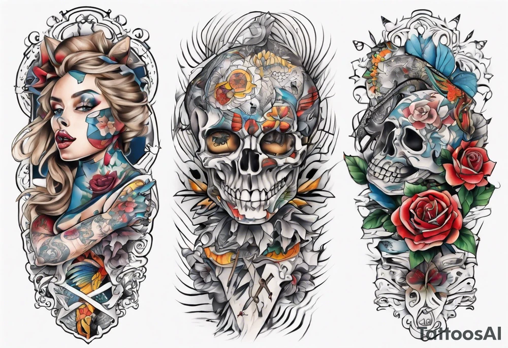 patchwork tattoo for full arms tattoo idea