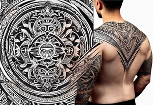 Full sleeve tattoo, polynesian tribal, Viking symbols tattoo idea