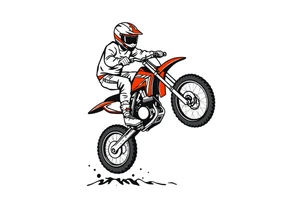 dirtbiker doing a wheelie on a honda 50 dirtbike tattoo idea