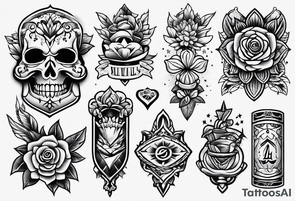 Flash sheet traditional tattoo idea