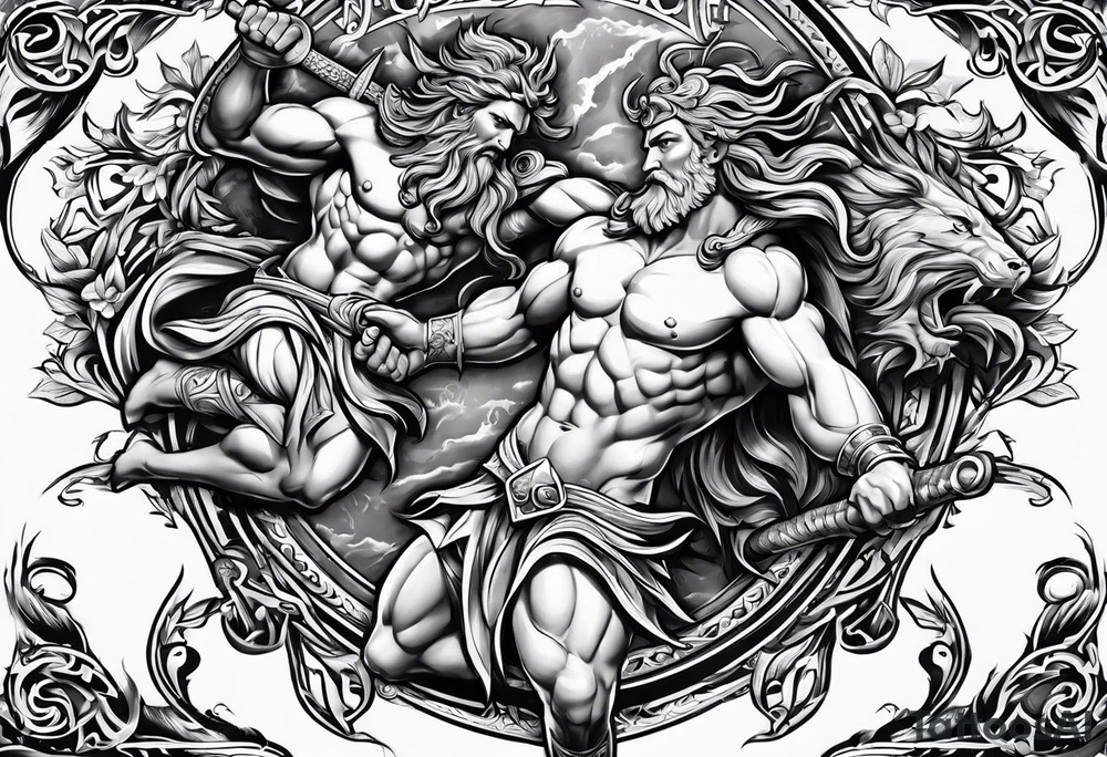 Greek gods fighting tattoo idea