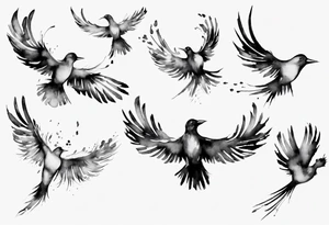 birds flying out from a feather tattoo idea
