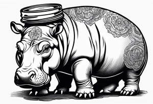 Baby hippo with Mason jar tattoo idea