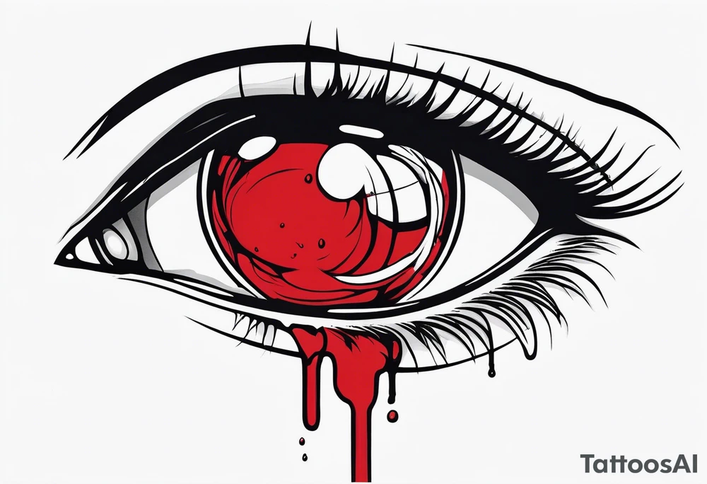 Bleeding tear flows to down from eye tattoo design tattoo idea
