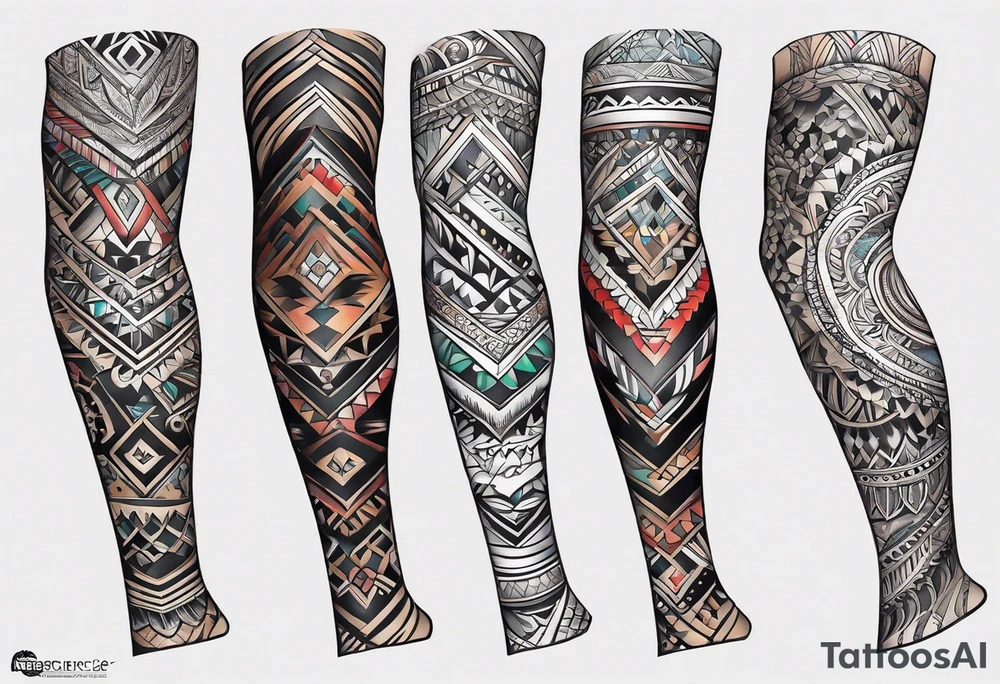 indian tribal leg sleeve tattoo idea