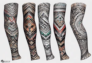 indian tribal leg sleeve tattoo idea