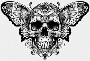 Skull bones on butterfly tattoo idea