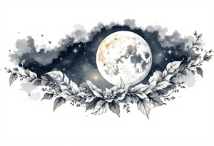 Night sky with moon tattoo idea