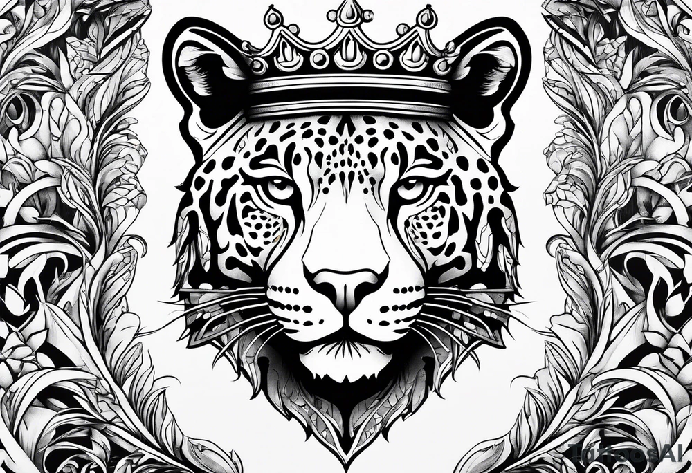 a jaguar outline and the letter A with a crown tattoo idea