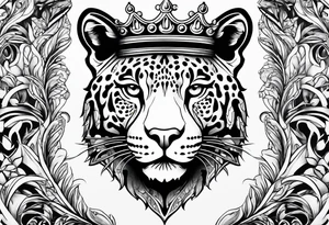 a jaguar outline and the letter A with a crown tattoo idea
