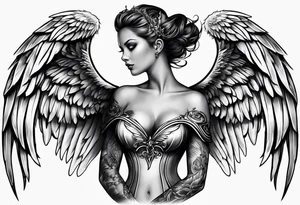 Angel wings on the chest and neck tattoo idea