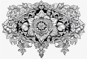 ornate vertical floral sternum tattoo tattoo idea
