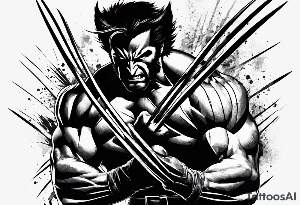 The Marvel Wolverine; claws out and crossed ready for an attack tattoo idea