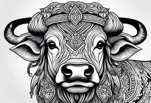 Black and white, grey Thai yak tattoo idea