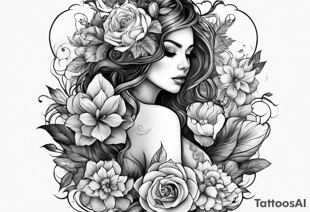 Time cosmic beauty flowers fear smoke tattoo idea