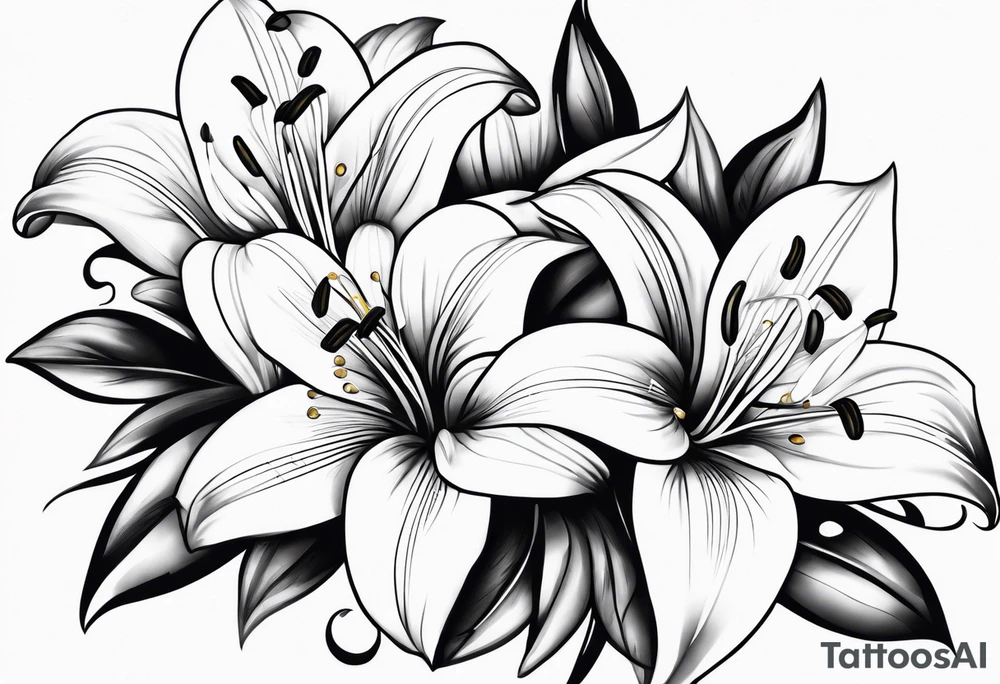 Casablanca lilies cascading downwards tattoo idea