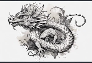 a white basilisk wearing iron crown on its head tattoo idea