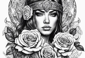 Warrior and roses tattoo idea