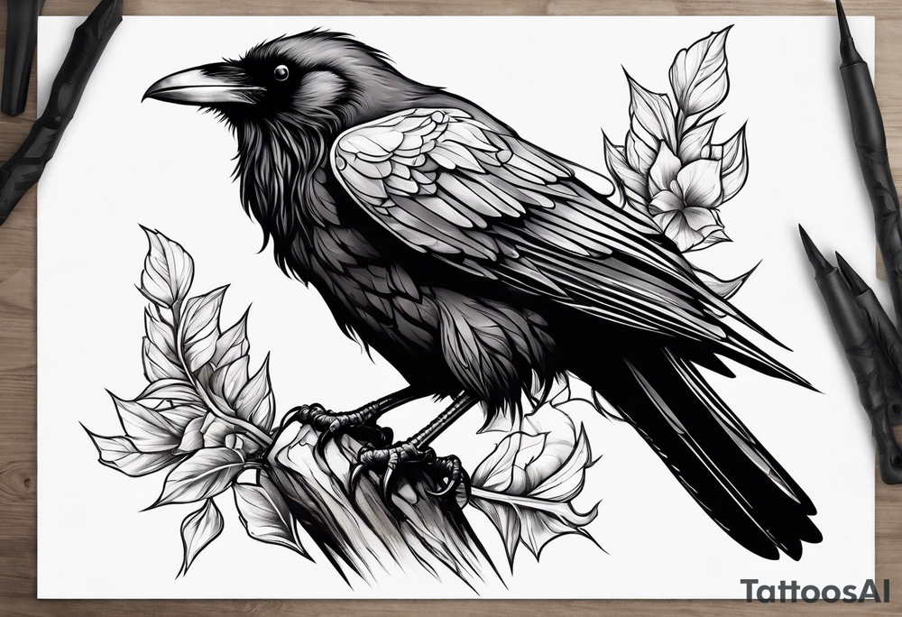 raven perched tattoo idea