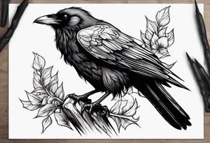 raven perched tattoo idea