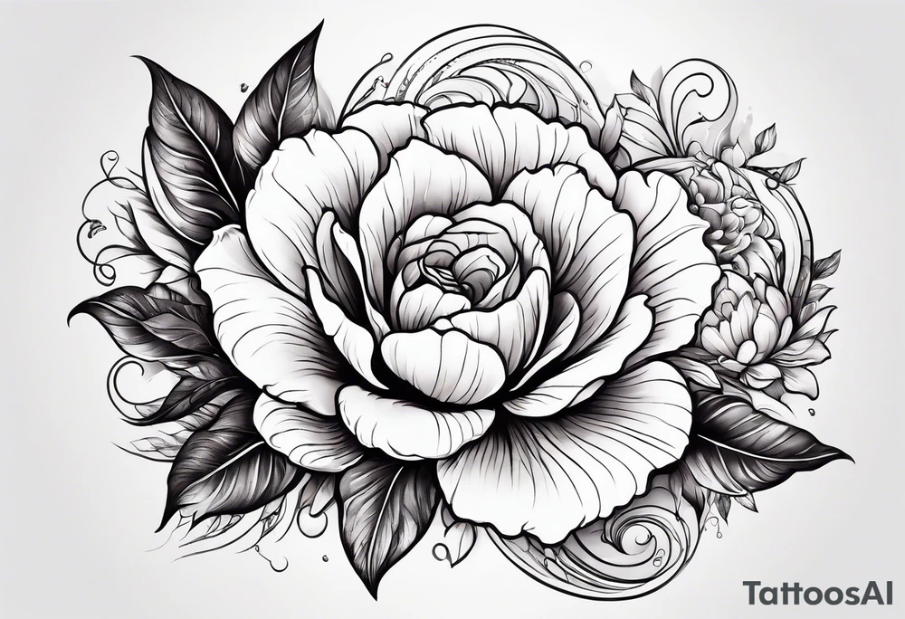 sea, flower tattoo idea