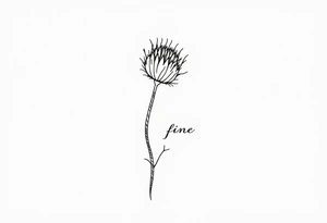 thistle minimalist fin line for hand with message tattoo idea