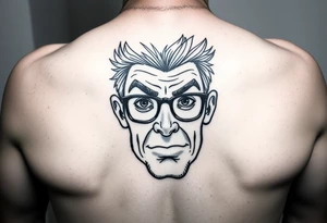 The face of a nerdy man emphasized that he should be used as a urinal tattoo idea