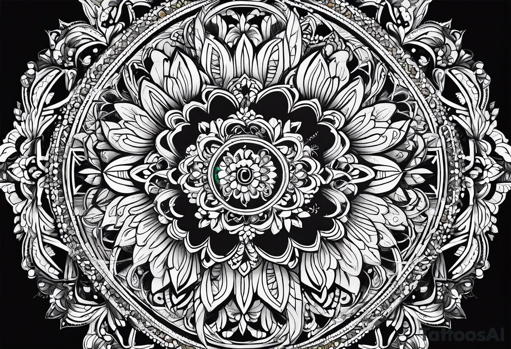 mandala honeysuckle emerald Ukraine home power love tattoo idea