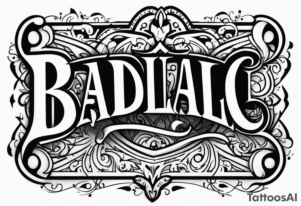 The word "BADILLAC" tattoo idea