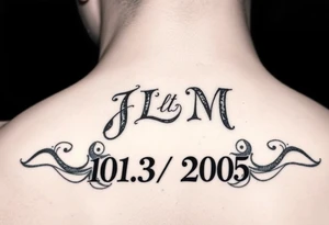 Initials JLM with 11/3/2005 behind the ear tattoo idea