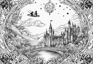 literary tattoo with the little prince, divergent, the hunger games and harry potter tattoo idea