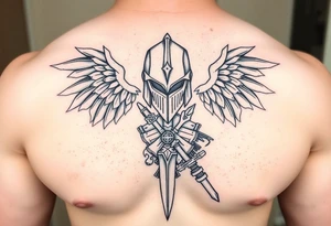 chest japan theme knight tattoo idea