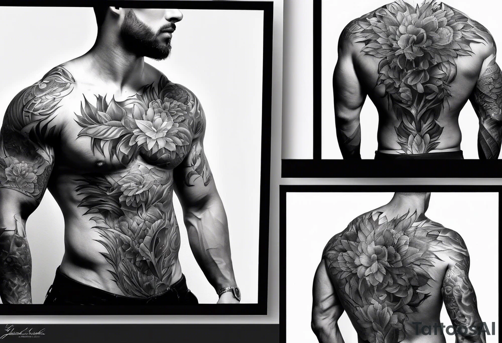 Anatomical chest and shoulder muscles tattoo idea