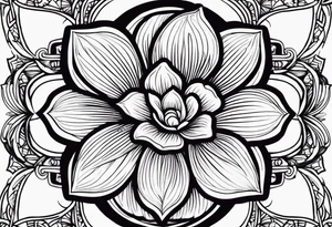 let god with the d red ink with a flower behind it tattoo idea