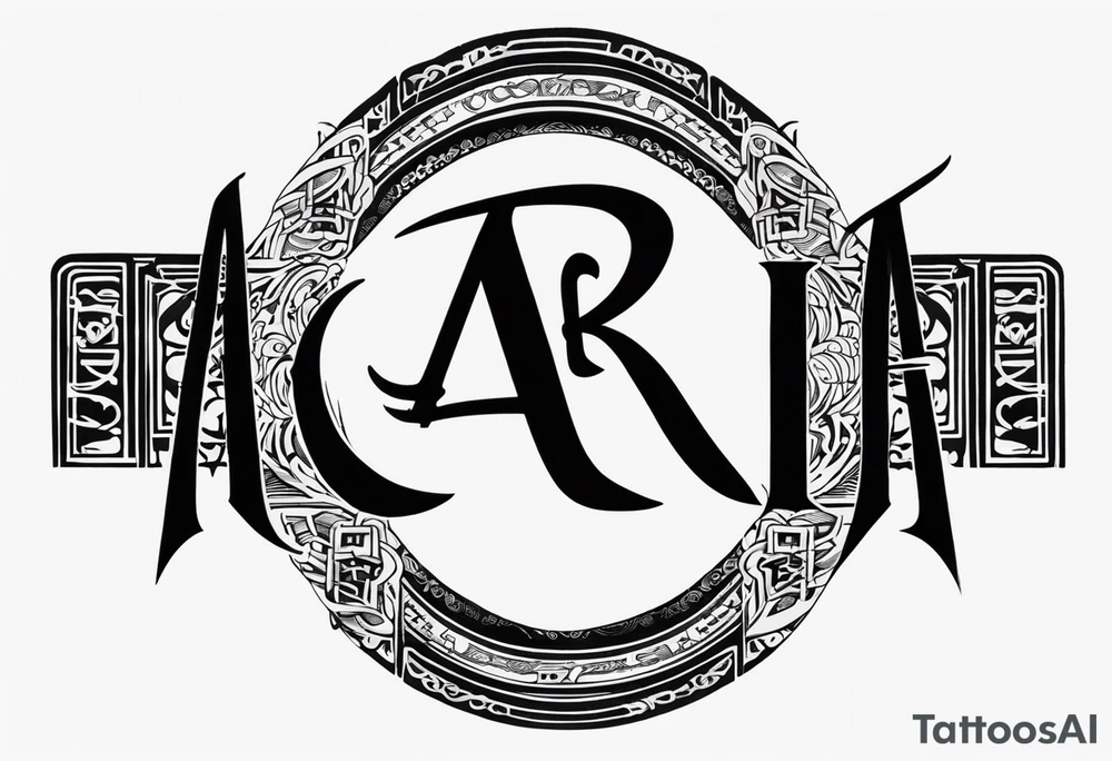 the letters A R in the middle of a ninja headband tattoo idea
