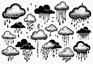 a cloud with rain and thunder tattoo idea