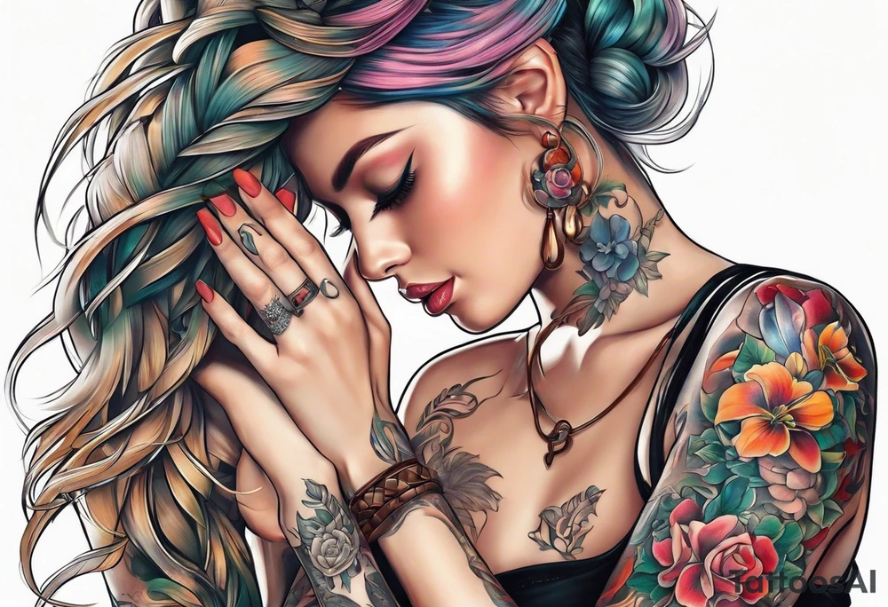 bound female hands tattoo idea