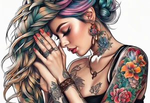 bound female hands tattoo idea