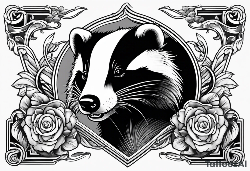 Neo traditional badger with mouth open and swiping tattoo idea