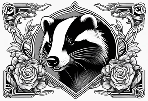 Neo traditional badger with mouth open and swiping tattoo idea