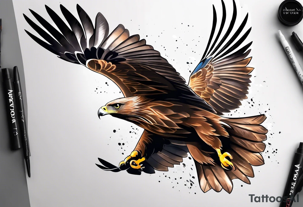 I want a tattoo for my daughter, her name is Daya which means black kite. I also love natur and I'm a climate change activist. Make the black kite soft, little more child like. For small tattoo tattoo idea