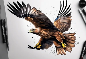 I want a tattoo for my daughter, her name is Daya which means black kite. I also love natur and I'm a climate change activist. Make the black kite soft, little more child like. For small tattoo tattoo idea