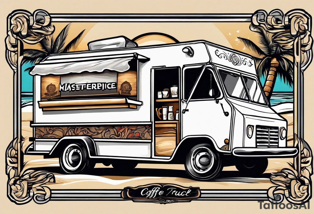 Logo for coffee truck on the beach tattoo idea
