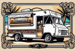 Logo for coffee truck on the beach tattoo idea